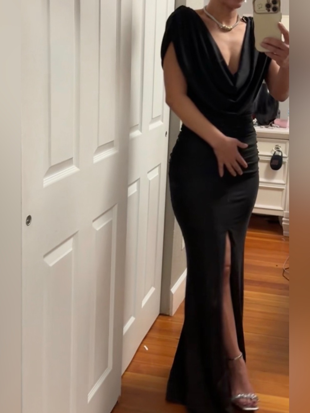 Elegant Black Slit Evening Gown